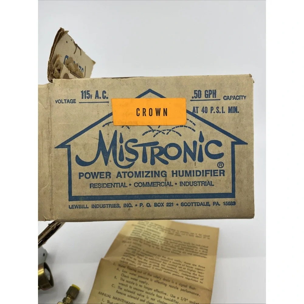 Lewbill Industries,  Mistronic Power Atomizing Humidifier Valve Parts 115 V